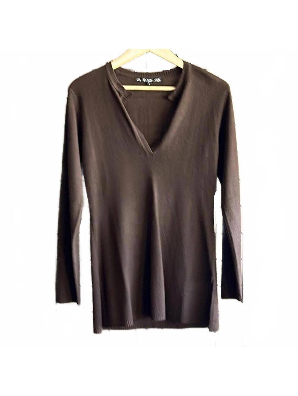 ces astuces astu Womens Sweater Size 1 Brown Long Sleeve V Neck Classic